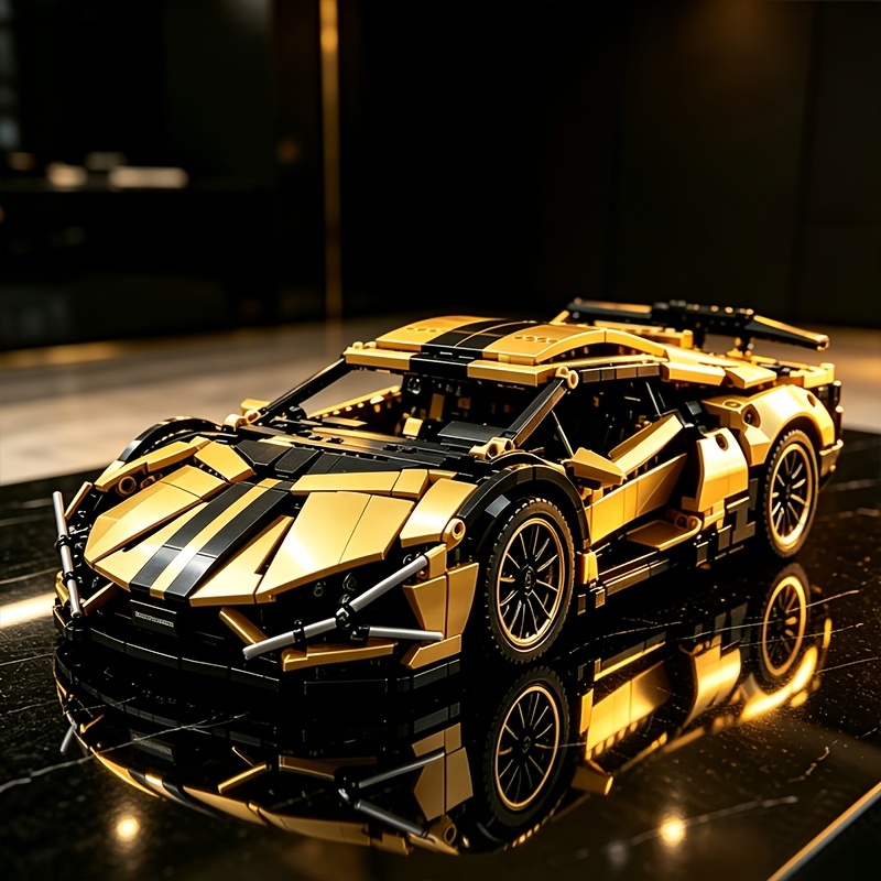 1:14 Golden Cool Supercar Race Car Building Block Toy